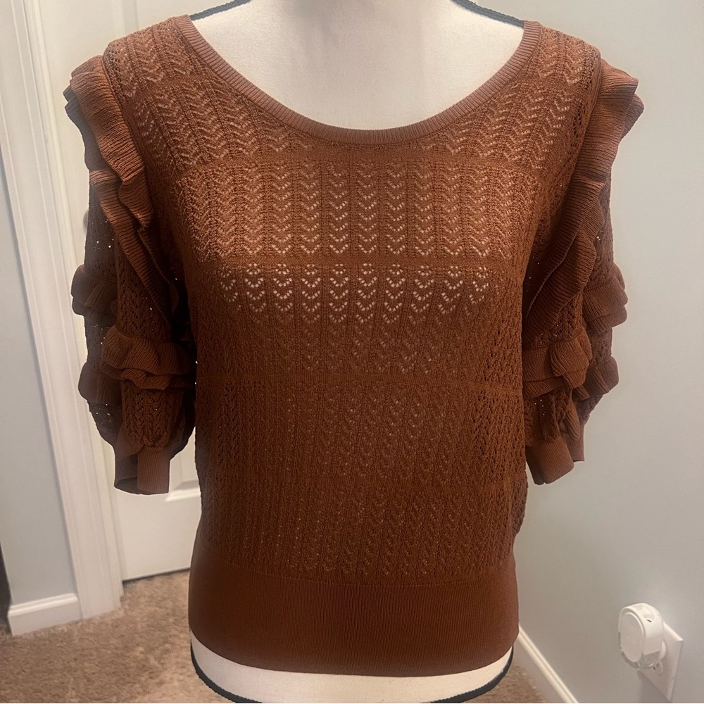 Short statements, sleeve sweater top - Express size small. Brown rustic color.